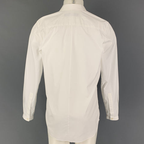 GIVENCHY Size M White Black Print Cotton Hidden Placket Long Sleeve Shirt