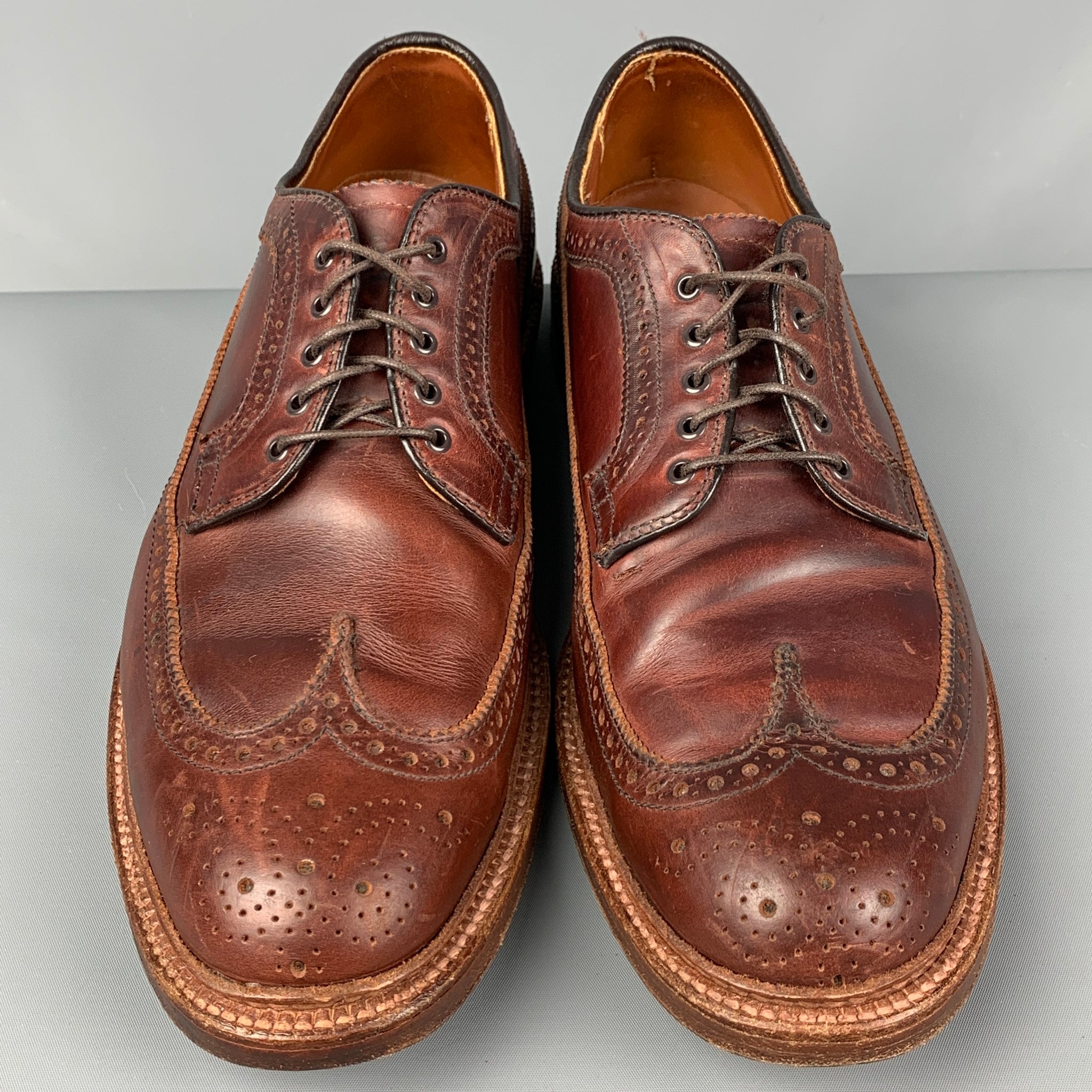 ALDEN -97878- Size 11 Brown Leather Wingtip Lace Up Shoes – Sui
