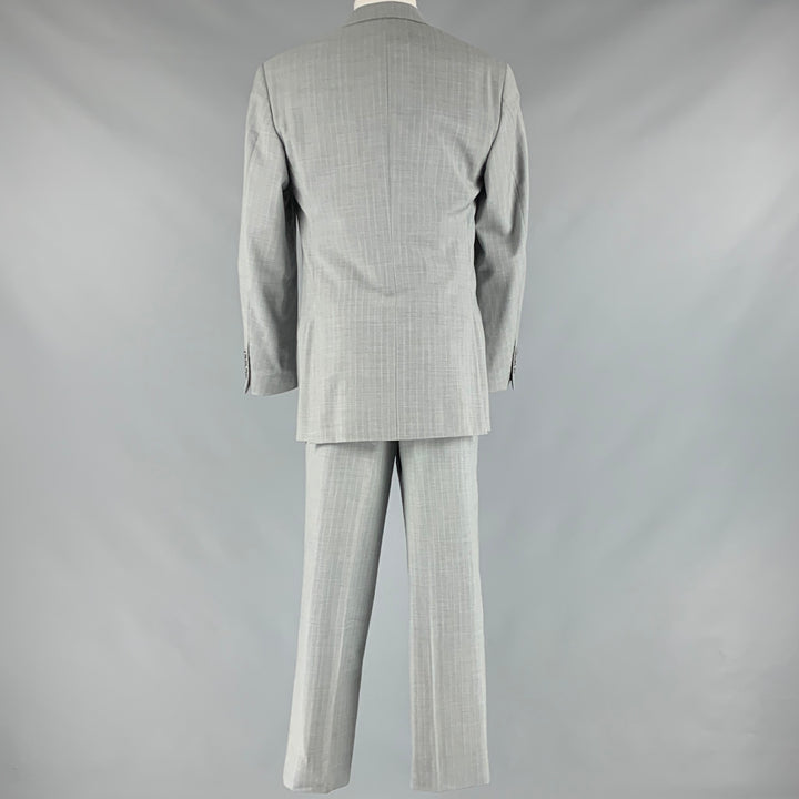 CORNELIANI Size 40 Grey Cream Pinstripe Virgin Wool Single Breasted Suit