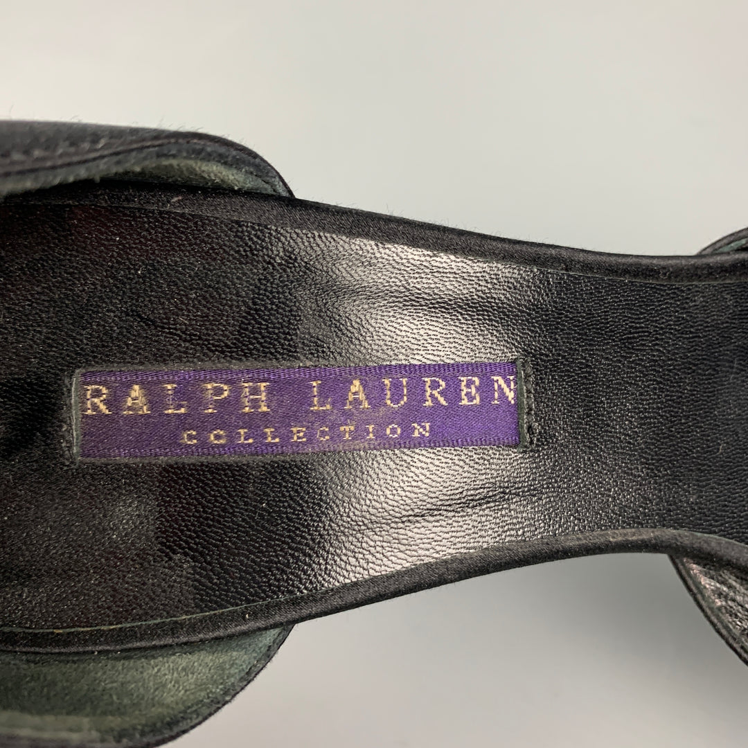 RALPH LAUREN Collection Size 9 Black Silk Open Toe Pumps