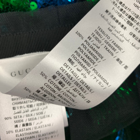 GUCCI OI 16 Talla 4 Falda larga de tul con lentejuelas de serpiente multicolor