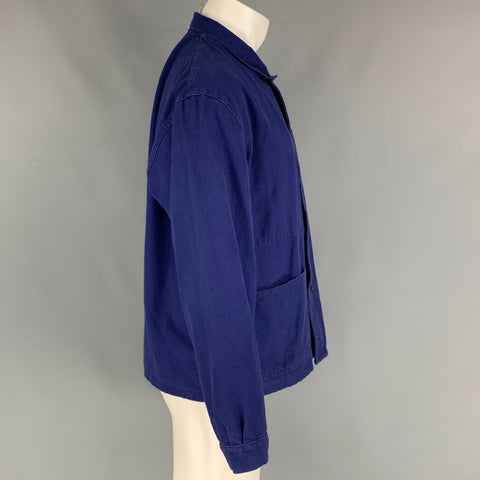 VINTAGE Taille 48 Veste de travail en sergé solide cobalt