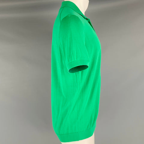 DRUMOHR Size M Green Cotton Short Sleeve Polo