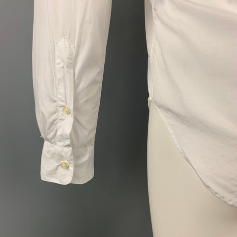 OFFICINE GENERALE Size S White Cotton Nehru Collar Long Sleeve Shirt