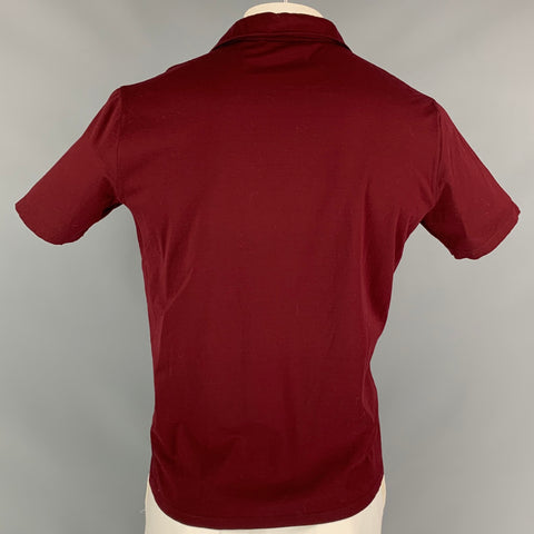 PRADA Size L Burgundy Short Sleeve Polo Shirt