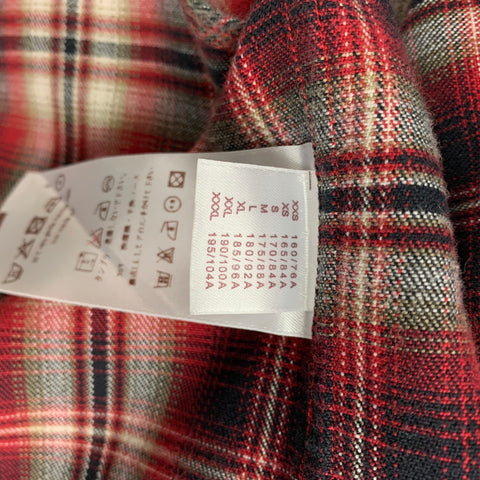 LOUIS VUITTON Size XL Red Black Plaid Cotton Button Up Long Sleeve Shirt