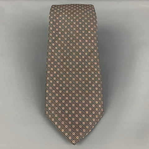 CHRISTIAN DIOR Grey White Dots Polyester Tie