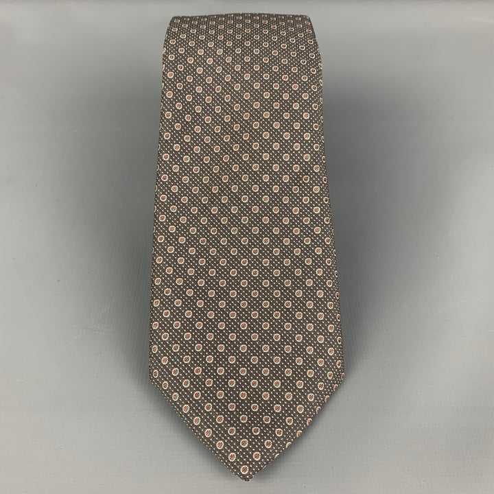 CHRISTIAN DIOR Grey White Dots Polyester Tie