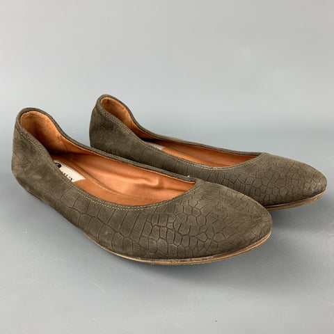 LANVIN Bailarinas de cabra de ante color topo talla 8