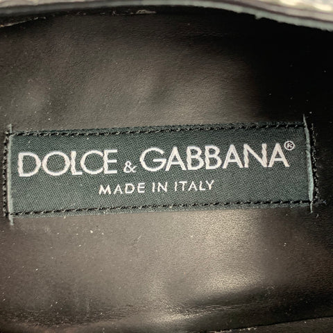 DOLCE & GABBANA Size 11 Silver Metallic Leather Wingtip Lace Up Shoes