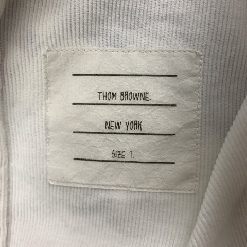 THOM BROWNE Taille S Chemise à manches longues boutonnée en velours côtelé uni blanc