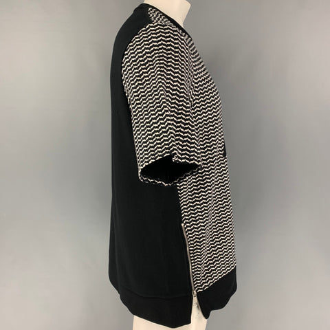 NEIL BARRETT Size XXL Black White Lyocell Cotton Pullover