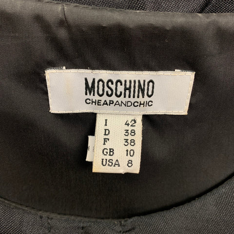 CHEAP and CHIC by MOSCHINO Size 8 Black Silk Polyester Ruffled Sleeveless Dress
