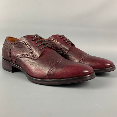 DSQUARED2 Size 9.5 Burgundy Antique Leather Cap Toe Lace Up Shoes