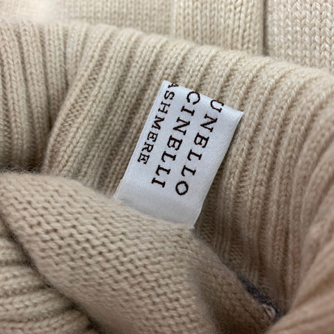 BRUNELLO CUCINELLI Size M Beige Knitted Cashmere Turtleneck Sweater