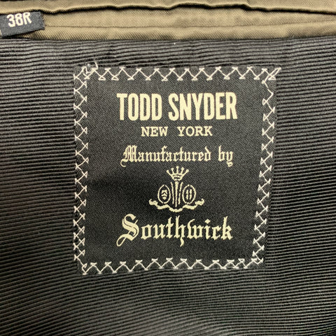 TODD SNYDER Size 38 Regular Navy & Black Cotton Peak Lapel Sport Coat