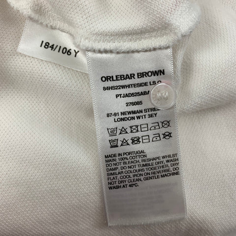 ORLEBAR BROWN Size L White Cotton Long Sleeve Polo