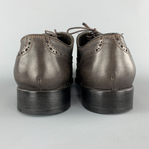 JOHN VARVATOS Taille 11 Cuir texturé marron Cap Toe Lace Up