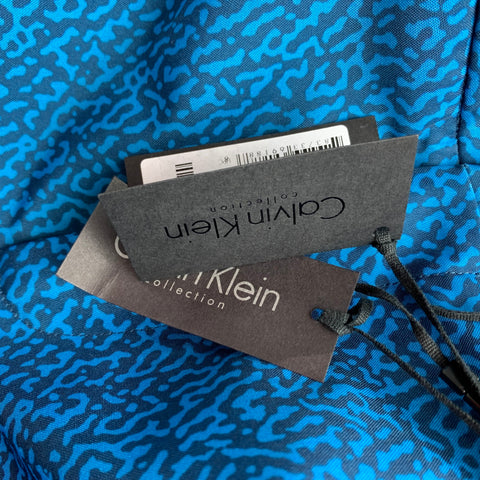 CALVIN KLEIN COLLECTION Size 36 Blue & Navy Abstract Polyester Zip Fly Shorts