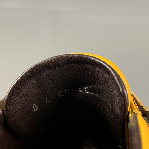 PRADA Size 8.5 Yellow Contrast Stitch Leather Split Toe Lace Up Shoes