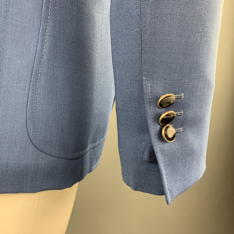 YVES SAINT LAURENT Taille 36 Manteau de sport bleu en mohair avec revers cranté et poche plaquée