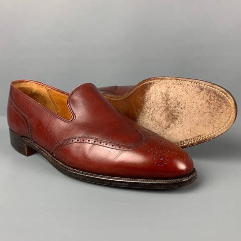 WILDSMITH Size 8.5 Burgundy Perforated Leather Wingtip Loafers