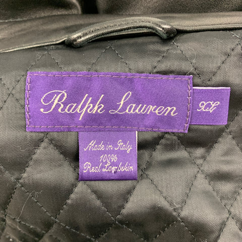 RALPH LAUREN Purple Label Size XL Size 44 Black Lambskin Bomber Jacket