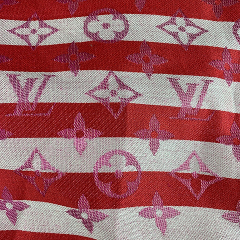 LOUIS VUITTON Red White Stripe Silk Blend Scarves & Shawls