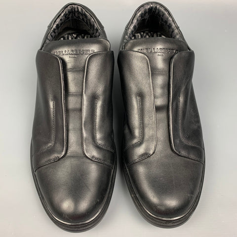 KARL LAGERFELD Size 10.5 Black Leather Slip On Loafers