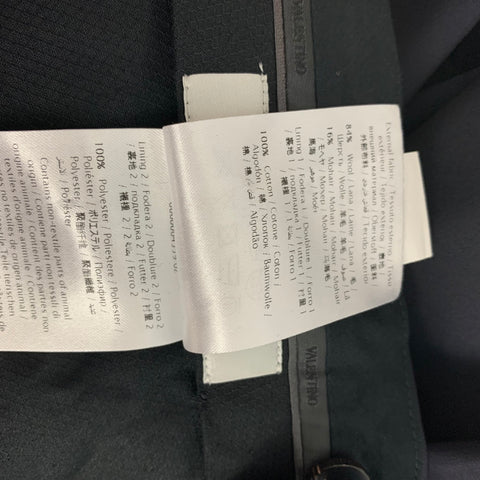 VALENTINO Talla 32 Pantalón de vestir de esmoquin de mohair de lana negro azul marino