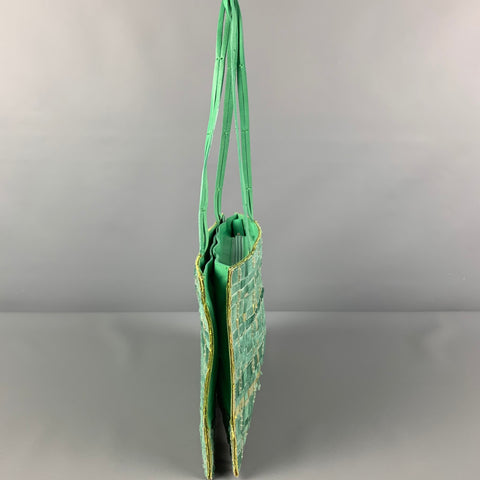 BOTTEGA VENETA Green Beaded Fur Top Handles Handbag