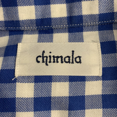 CHIMALA Size M Blue & White Plaid Cotton Button Up Short Sleeve Shirt