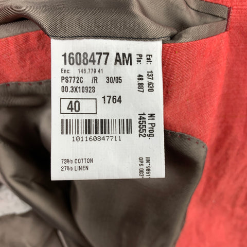 PS by PAUL SMITH Size 40 Coral Cotton / Linen Peak Lapel Sport Coat