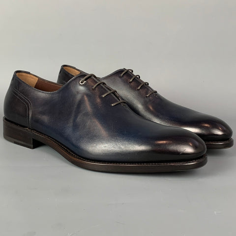 SALVATORE FERRAGAMO Tramezza Size 10.5 Black Leather Lace Up Shoes