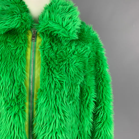 MSGM Size M Green Modacrylic Blend Textured Zip Up Jacket