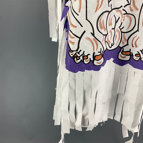 WALTER VAN BEIRENDONCK SS22 White Blue Graphic Tyvek Smile Poncho