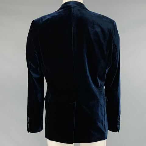 EMPORIO ARMANI Size 42 Navy Black Velvet Viscose Cupro Sport Coat