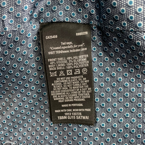 TED BAKER Talla 34 Traje con solapa de muesca en mezcla de poliéster y lunares azules