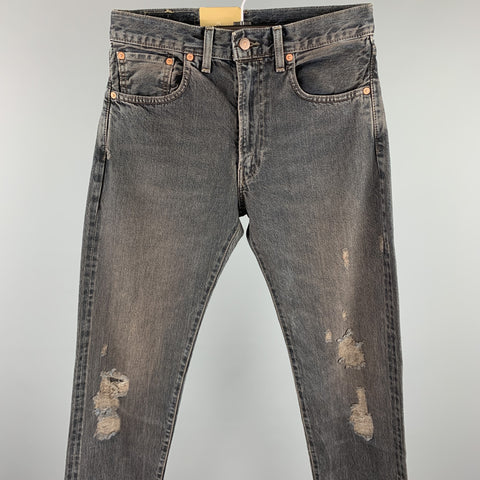 LEVI'S VINTAGE CLOTHING 551 ZXX Size 29 Charcoal Wash Selvedge Denim Zip Up Jeans