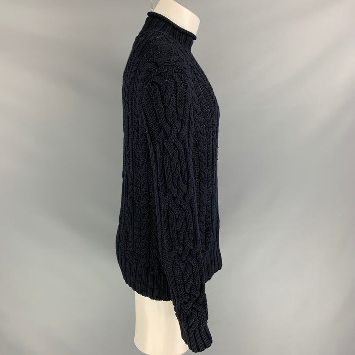 POLO by RALPH LAUREN Navy Cable Knit Cotton Mock Turtleneck Sweater