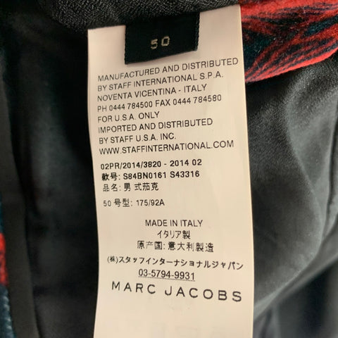 MARC JACOBS Size 40 Burgundy Black Navy Print Cotton Velvet Sport Coat
