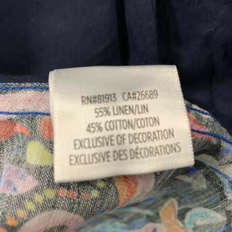 ROBERT GRAHAM Size XL Blue Multicolour Print Cotton Button Up Long Sleeve Shirt