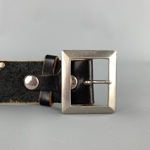 Vintage YOHJI YAMAMOTO Size 32 Black Studded Name Leather Belt