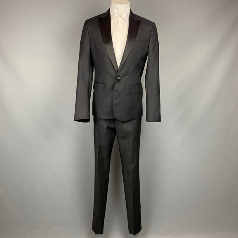 DSQUARED2 Size 42 Black Wool / Silk Peak Lapel Tuxedo Suit