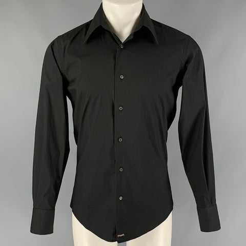 FAITH CONNEXION Size M Black Applique Cotton Blend Button Up Long Sleeve Shirt