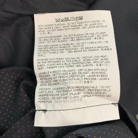 ETRO Taille L Chemise à manches longues sans col en laine à pois marron noir