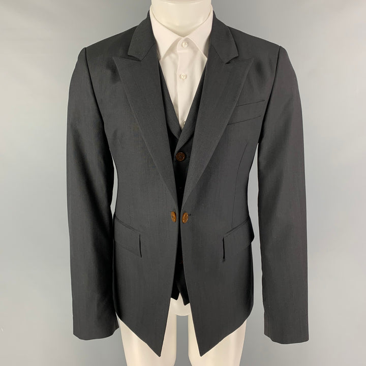 VIVIENNE WESTWOOD MAN Size 40 Charcoal Wool Peak Lapel Sport Coat