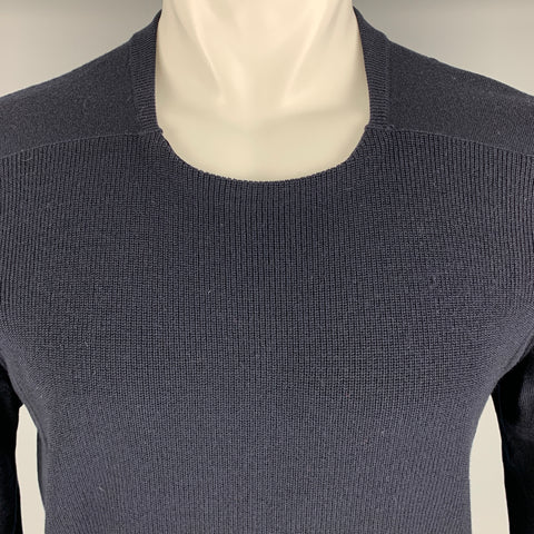 MAISON MARTIN MARGIELA Taille M Pull à col rond en laine tricotée marine