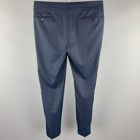 ERMENEGILDO ZEGNA Size 32 Navy Woven Wool / Silk Zip Fly Dress Pants