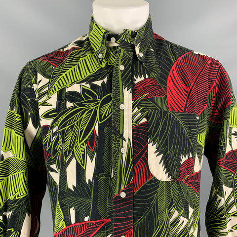 GITMAN VINTAGE Size L Green &  Red Print Cotton Button Down Long Sleeve Shirt